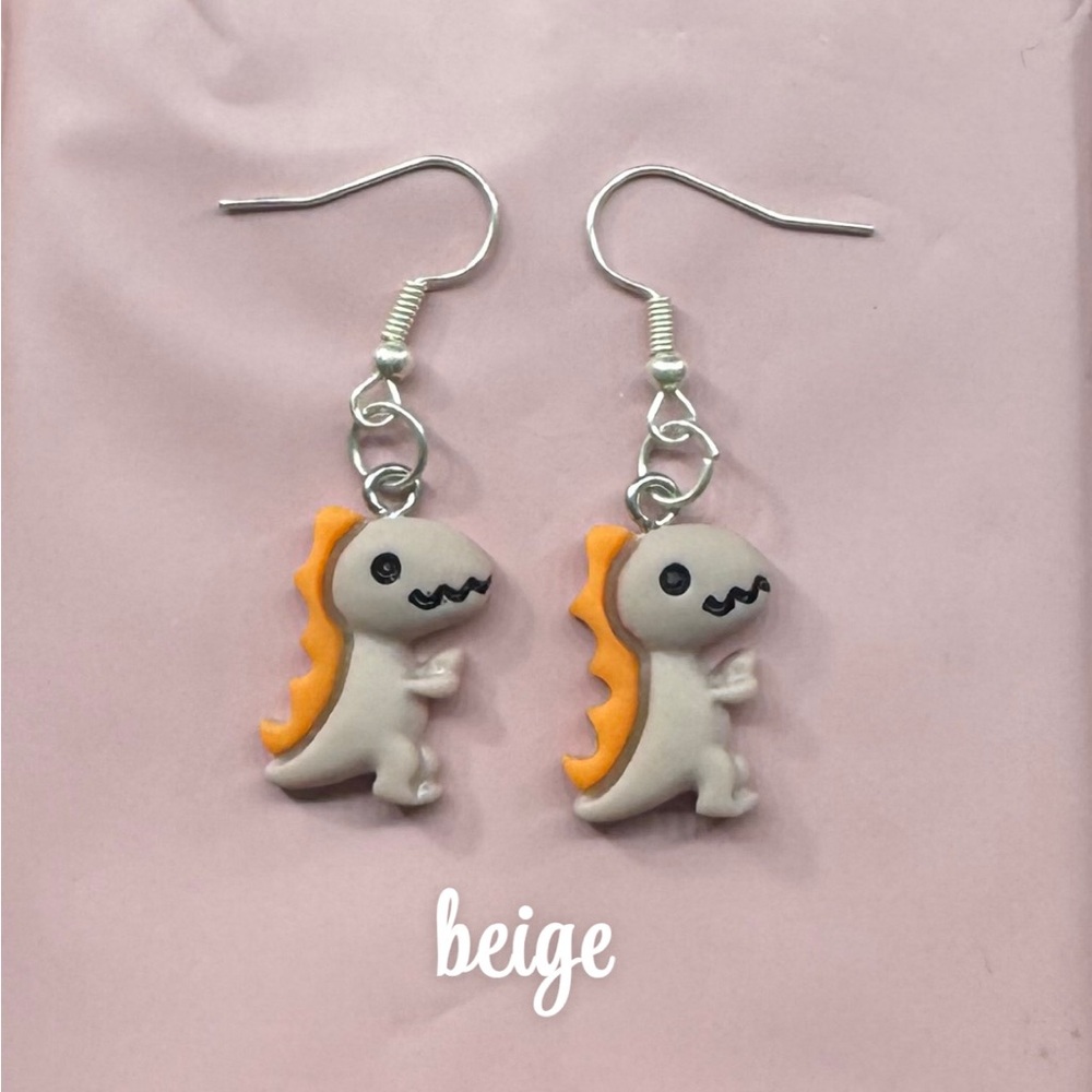 Cute Dinosaur Earrings with Orange Accents